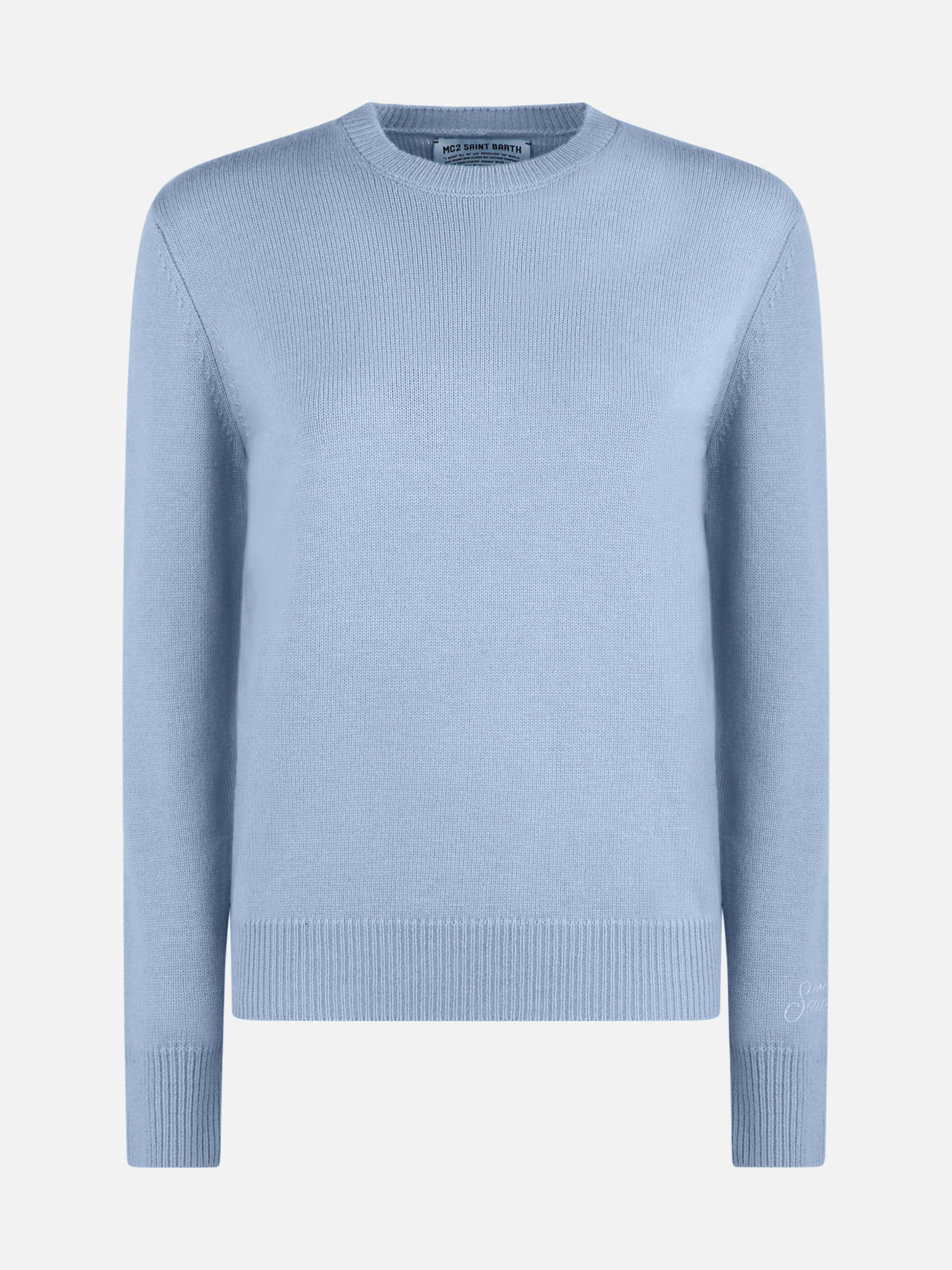 Jersey de mujer Sorbonne de cachemir puro azul claro
