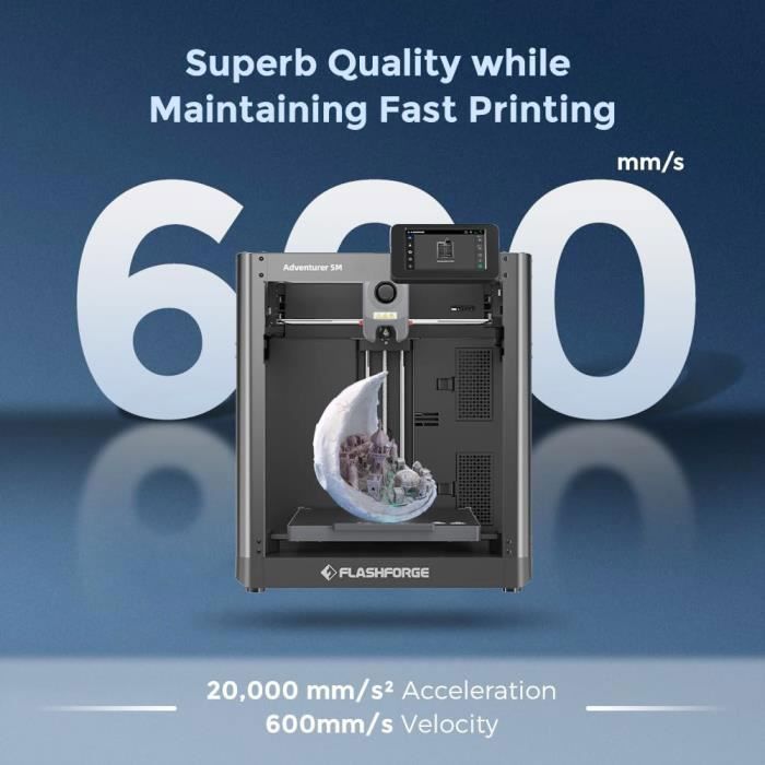 Flashforge Adventurer 5M 3D-Drucker – Automatische Nivellierung – Maximale Druckgeschwindigkeit 600 mm/s – 220 x 220 x 220 mm