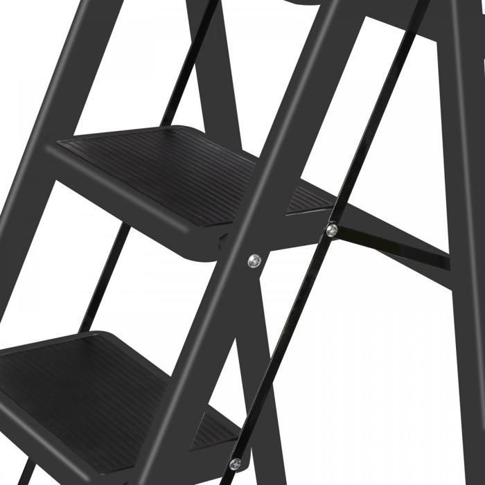Taburete plegable de 3 peldaños B.LIVEM - Taburete pequeño - Peldaños antideslizantes - Capacidad de carga de 150 kg - para cocina, garaje, oficina