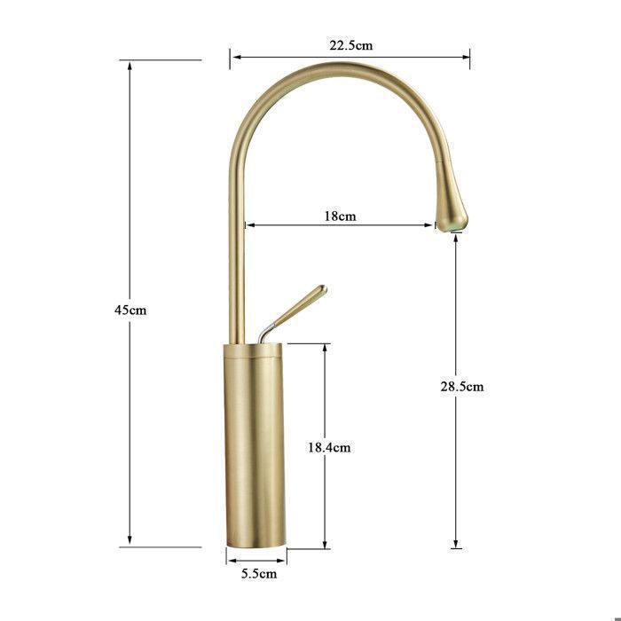 Rubinetto da bagno in oro spazzolato - Miscelatore per lavabo - Rubinetto miscelatore per lavabo in acciaio inox 304, design moderno per rubinetto da bagno