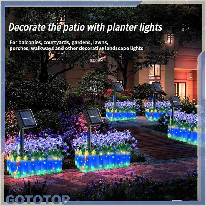 GOTOTOP Luci solari per vasi da fiori da esterno Lampada per vasi da fiori Luci solari per vasi da balcone Piscina Pallardo Giallo