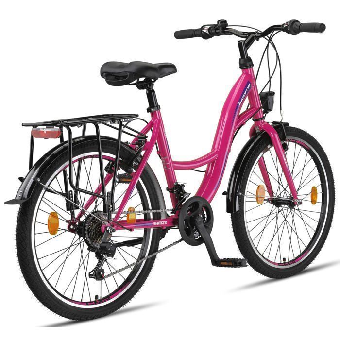 Unicorn Bike Stella Premium City Bike – Comfortable Dutch Bike, (Pink 24)