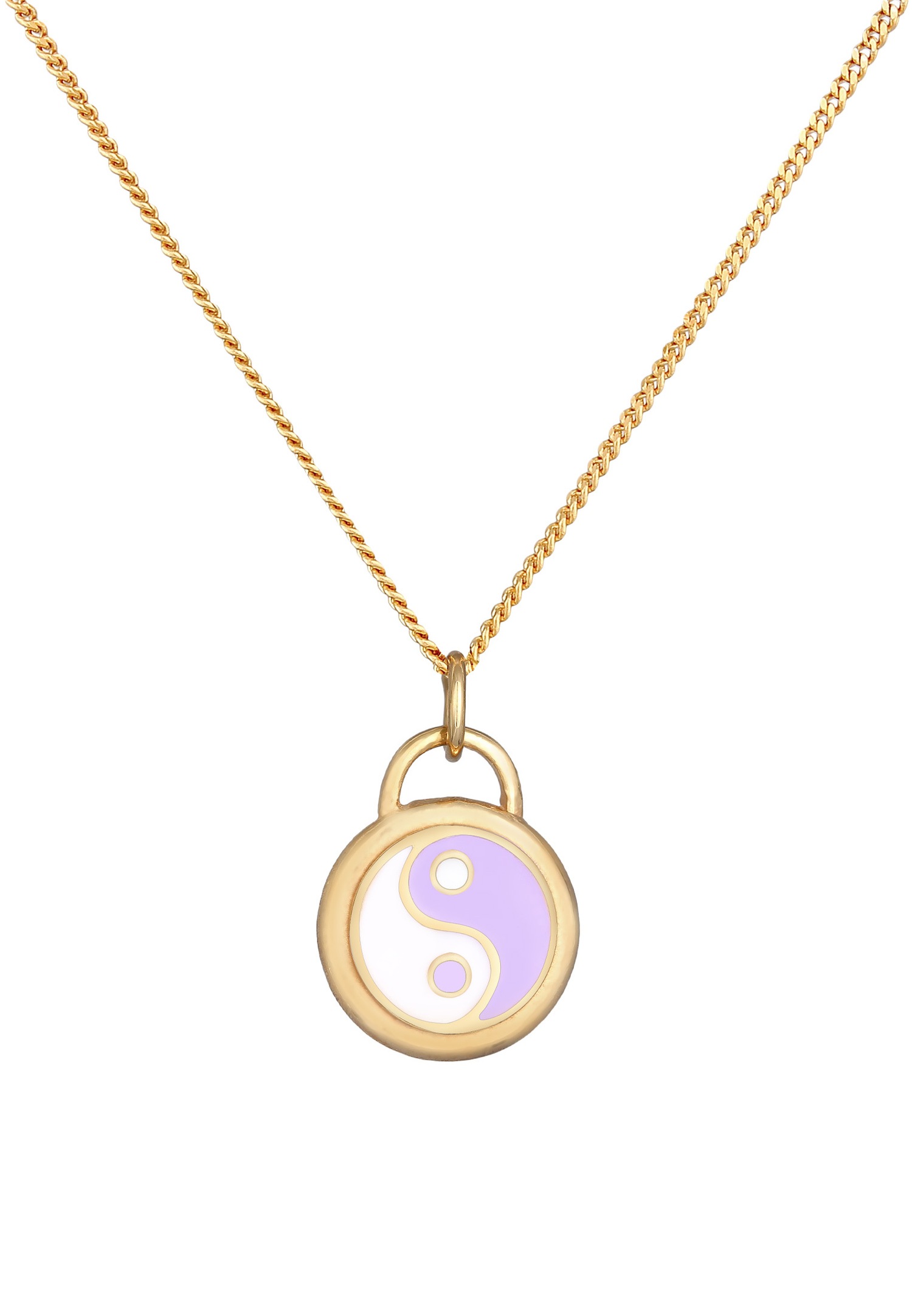 Elli Pendentif Femme Yin & Yang Symbole avec émail en argent sterling 925 plaqué or