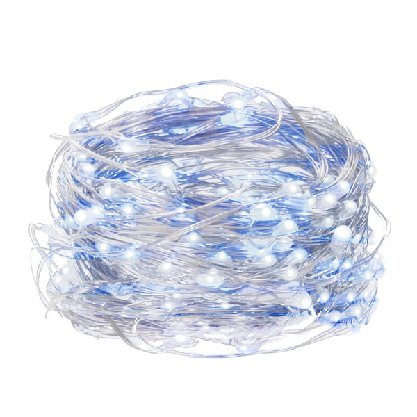 Lampki choinkowe 20 LED druciki mikro białe, niebieskie