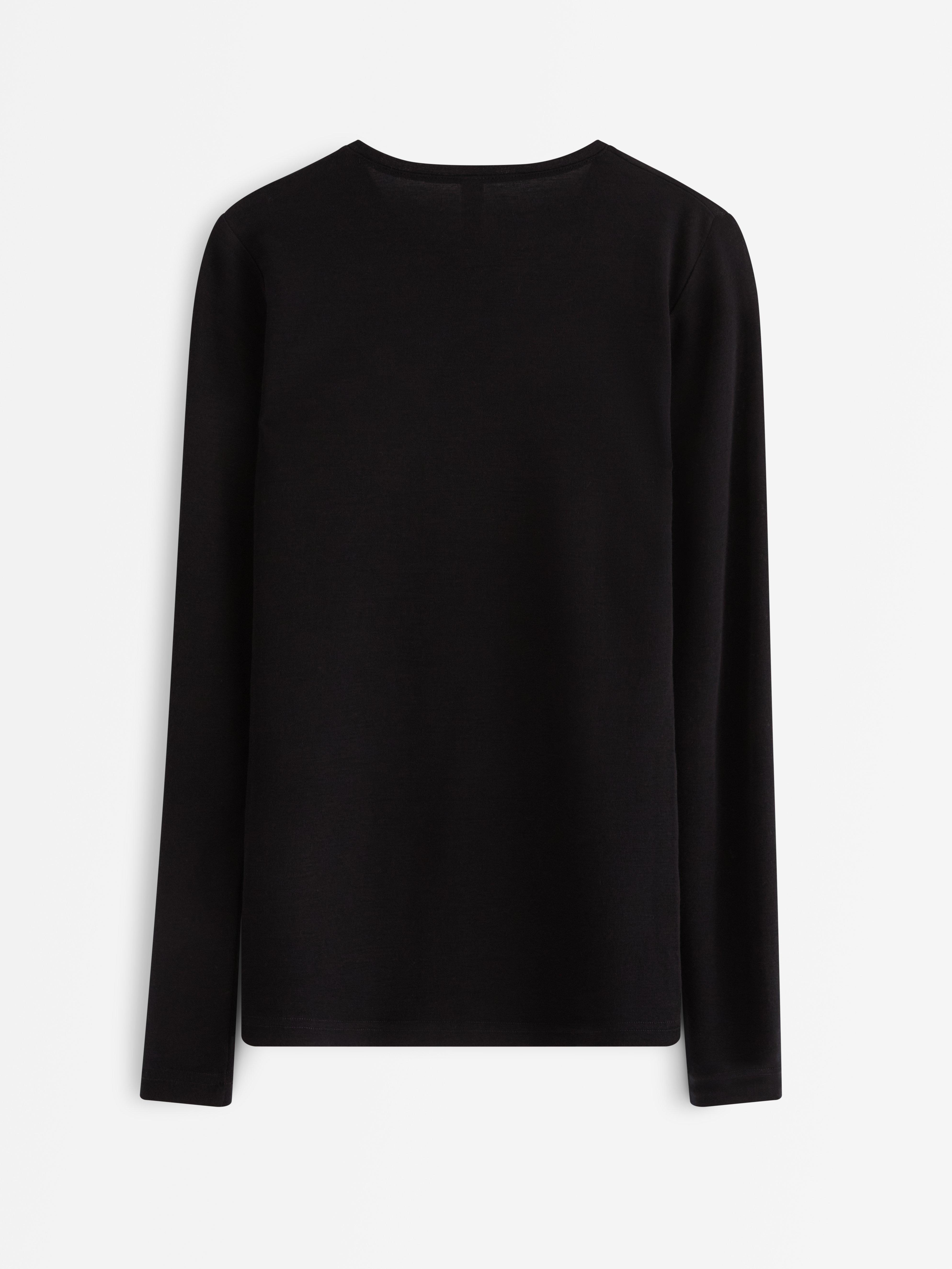 Top de manga larga de lana merino negro