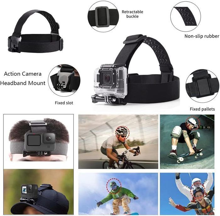 4-En-1 Kit d'Accessoires d'Appareil Photo d'Action pour GoPro Hero 13/12/11/10/9/8/7/6/5/Fusion/AKASO/Campark/APEMAN/Crosstour