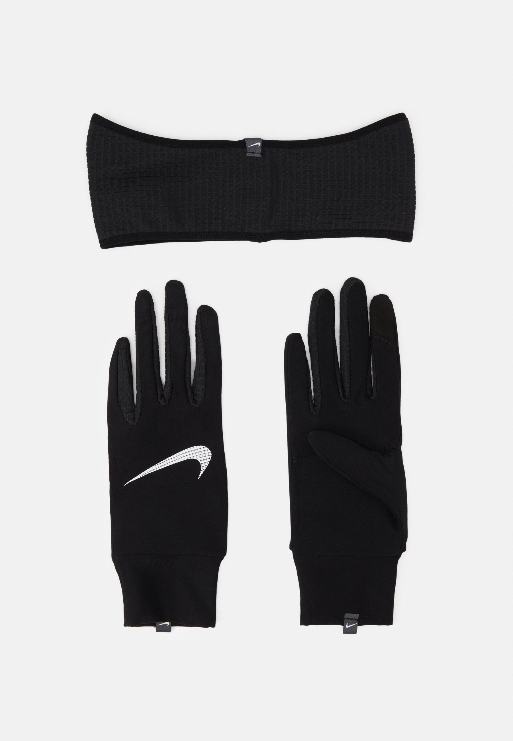 Ensemble bandeau et gants de course Nike Performance pour femme - Cache-oreilles - Noir/Argent