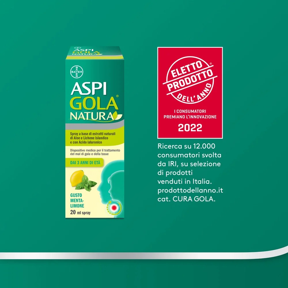 ASPIRINE Spray Aspi Gola Natura menthe citron 20 ml pour le mal de gorge et la toux