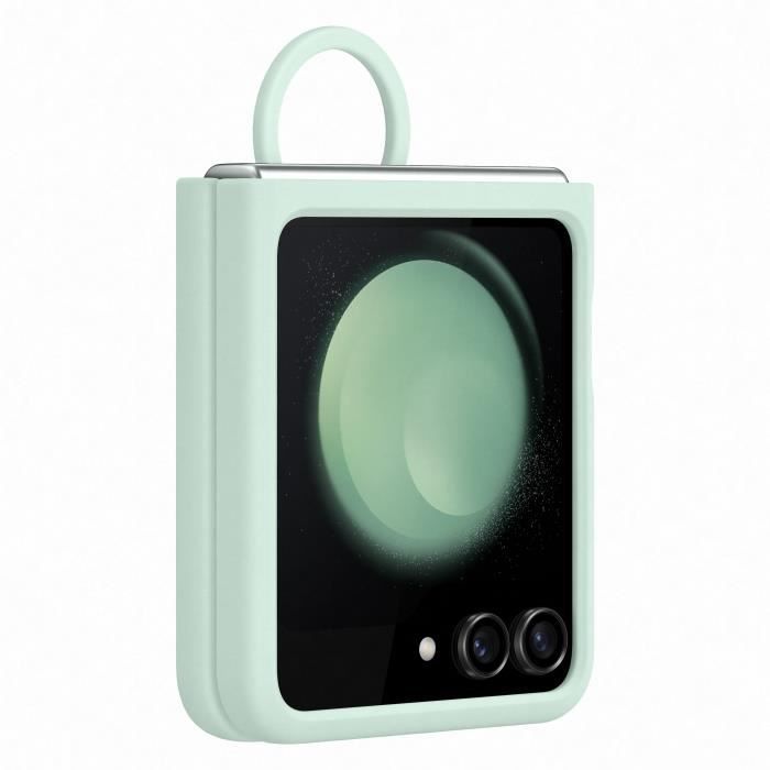 Coque et étui téléphone mobile Samsung Coque silicone avec anneau Z Flip 5 Vert d''eau