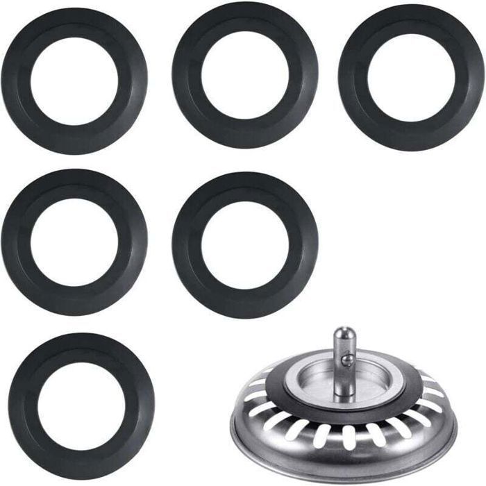 Guarnizione per scarico lavello, confezione da 6 pezzi, diametro esterno 54 mm, diametro interno 32 mm, per cucina, vasca da bagno e lavabo. Guarnizione in elastomero per cestelli.