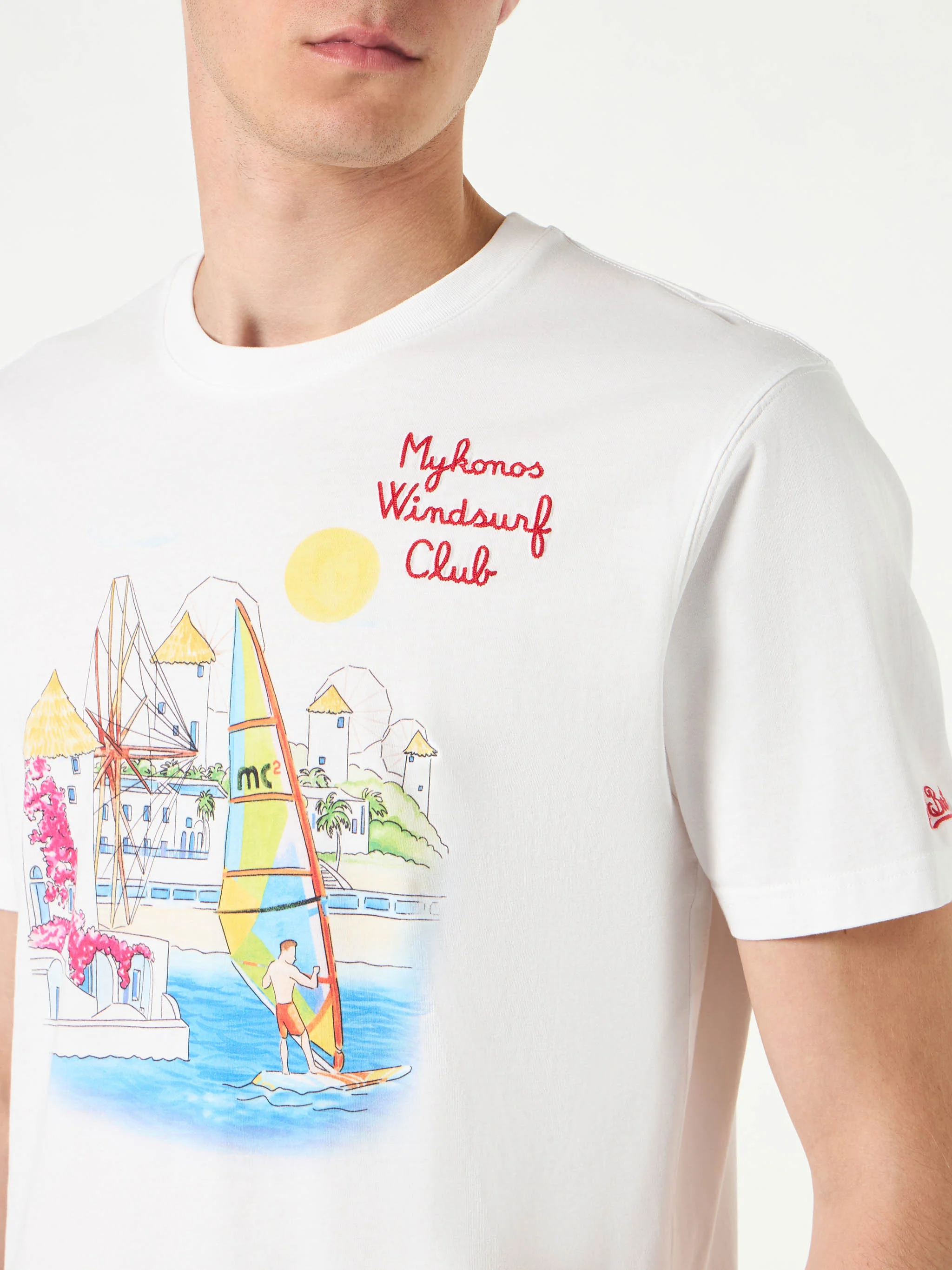 Herren-T-Shirt aus Baumwolle mit Mykonos-Print