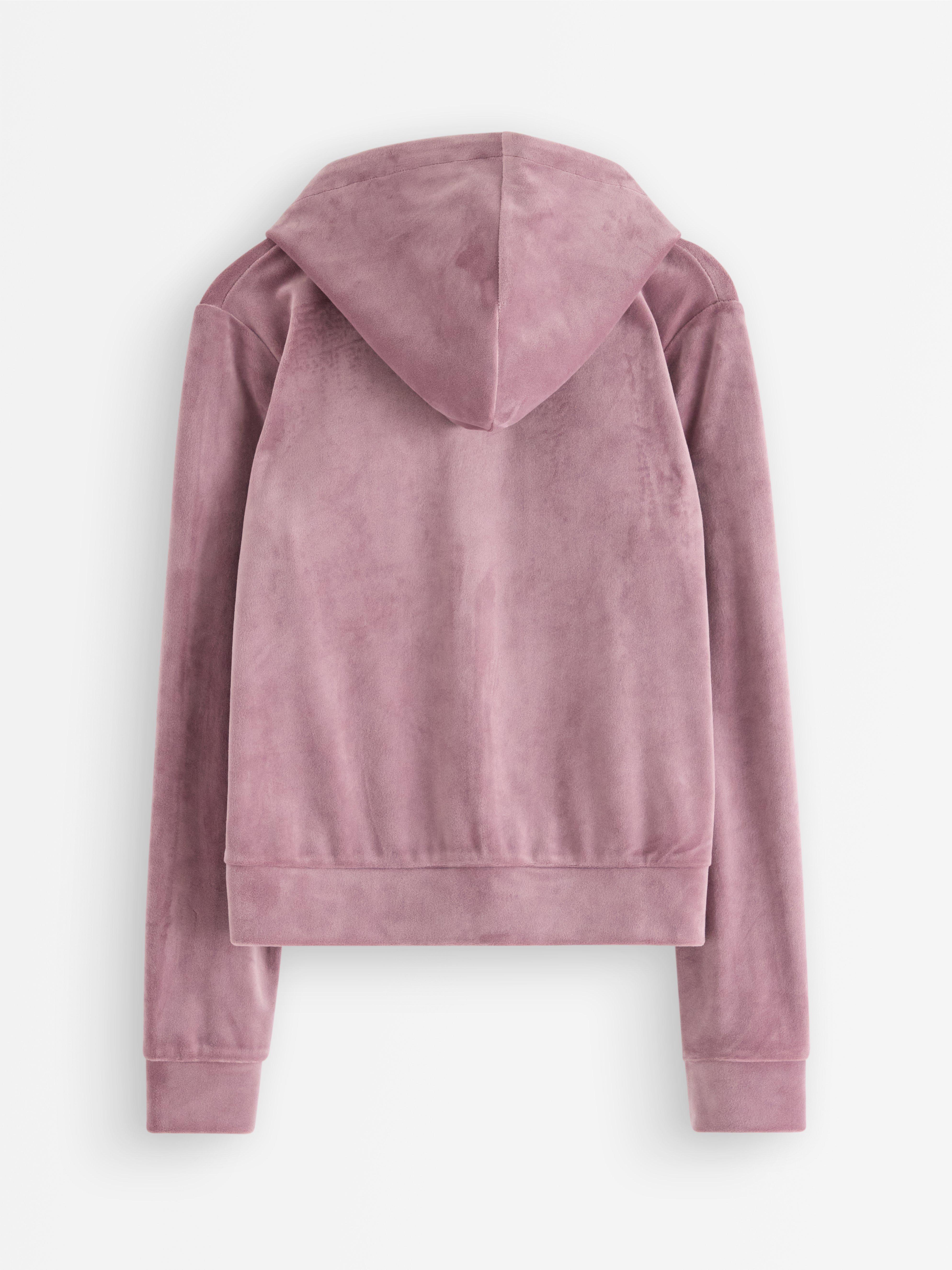 Hettegenser i velour lilla