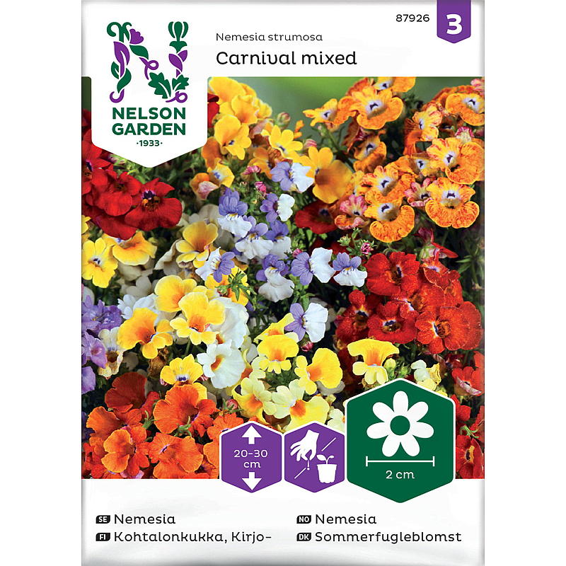 Nelson havefrø Nemesia Carnival, forskellige farver