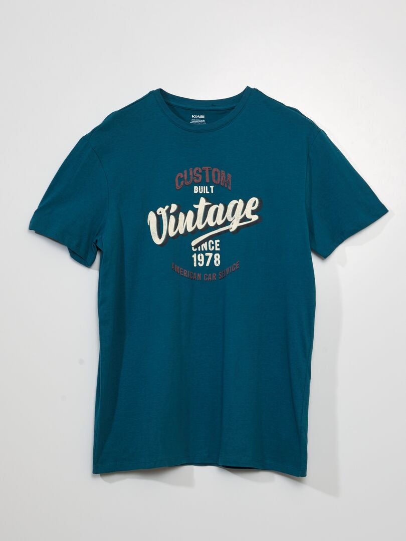T-shirt met korte mouwen en print - BLAUW