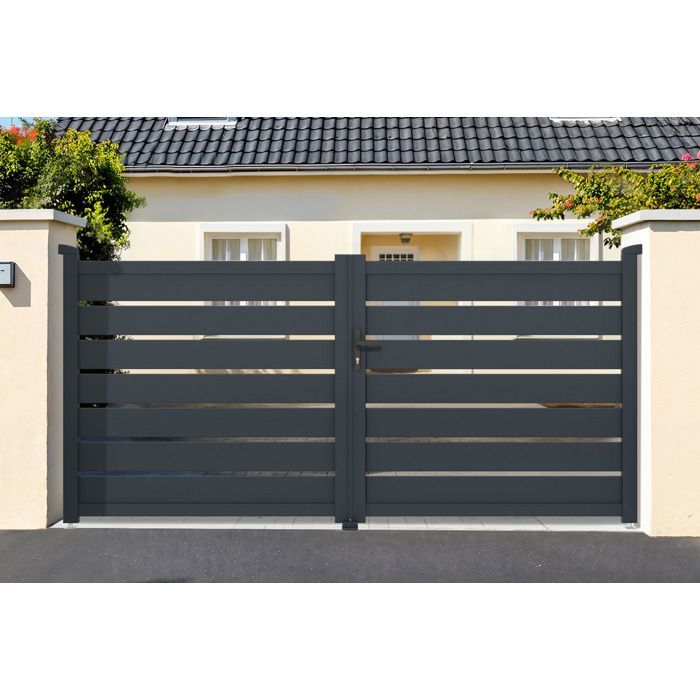 Puerta batiente - Casanoov - VOGEL - 3,5 m de alto (143 cm) - Gris - Aluminio