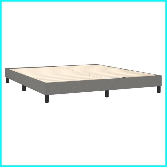 Base de cama de muelles KEENSO - 180x200 cm - Tela gris oscuro - Fácil montaje