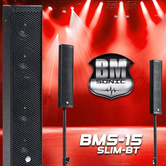 Système SONO PRO Complet 2400W DJ BM SONIC, 4 Enceintes satellites, 2x Méga SUB 38cm USB/Bluetooth, Portique Eclairage Lumières