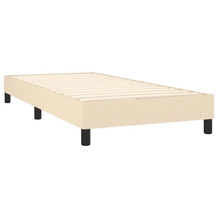 Base de cama tapizada - AKOZON - Crema - 90x190 cm - Somier de láminas de madera contrachapada - Patas robustas