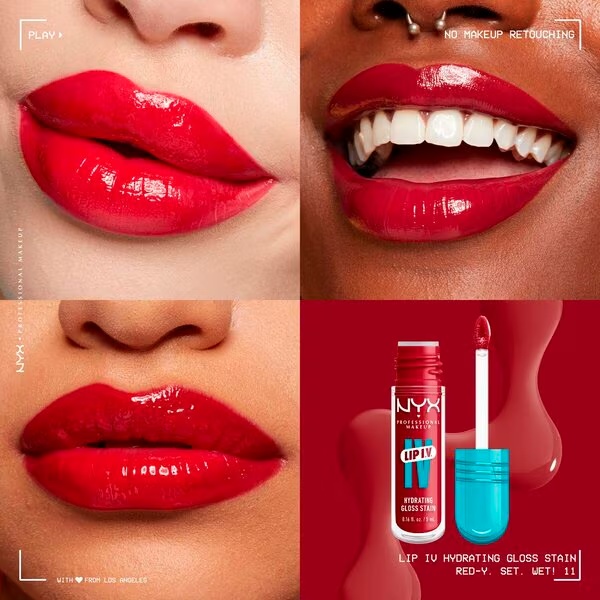 NYX Professional Makeup Lip IV 11 Red-y.Set.Wet hidratantni glos za ustnice