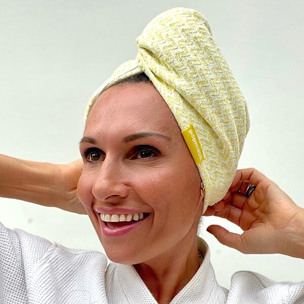 Turbante de microfibra para el cabello Popmask - Amarillo