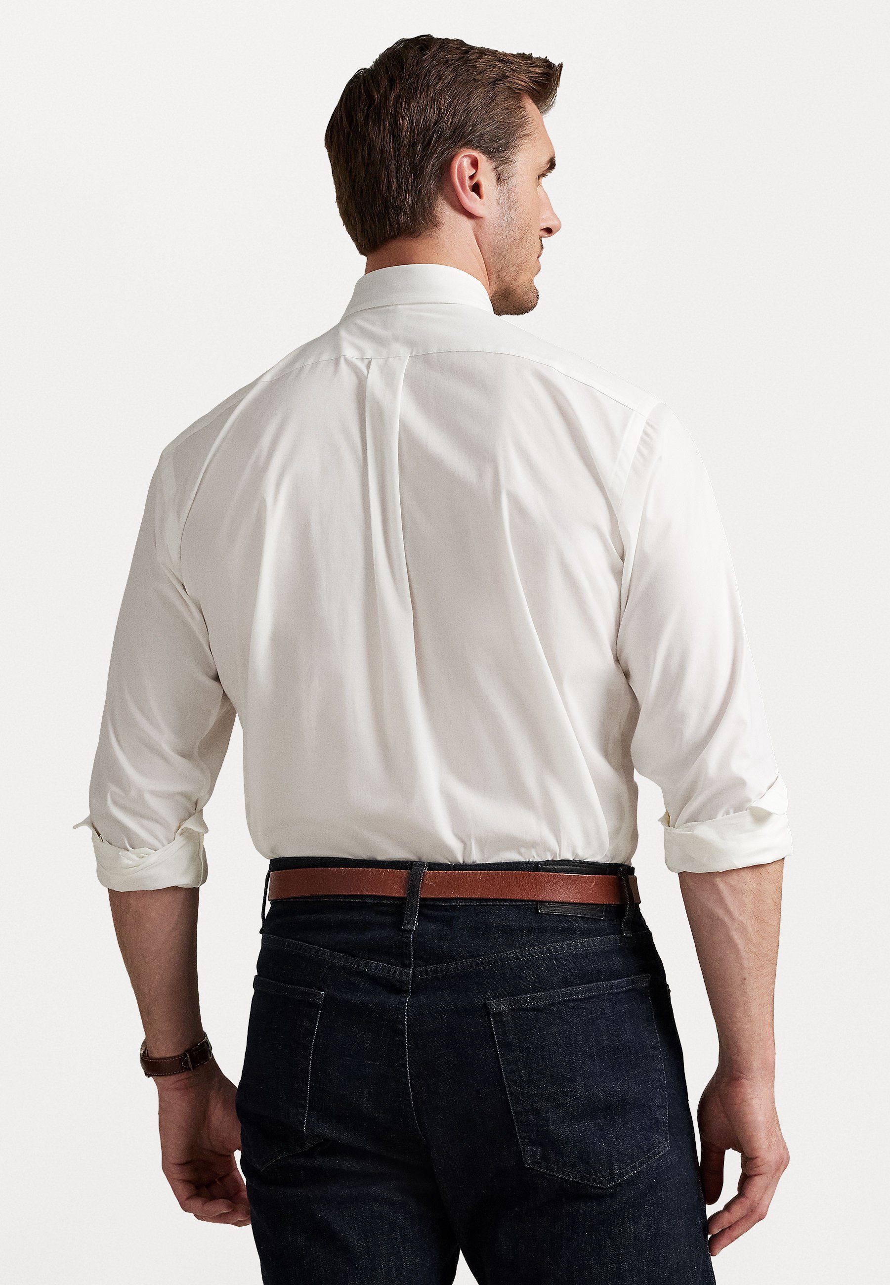 Camicia Polo Ralph Lauren Big & Tall in popeline elasticizzato - bianca
