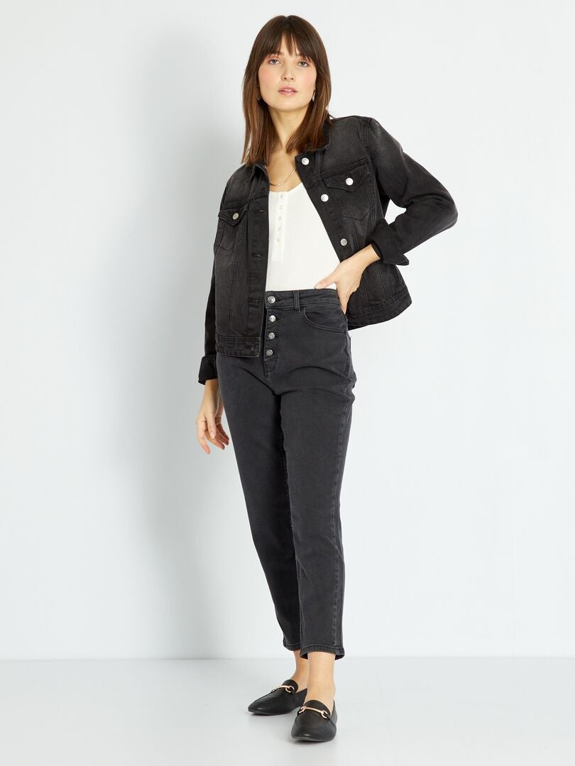 Calça jeans Mom de cintura super alta - L28 - PRETA