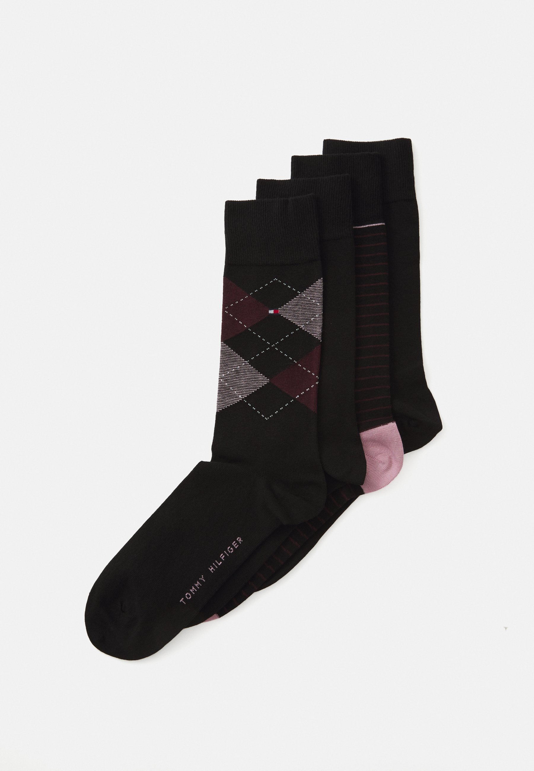 Tommy Hilfiger MEN CHECK STRIPE DOT ECOM4 PACK - Skarpety - bordowe