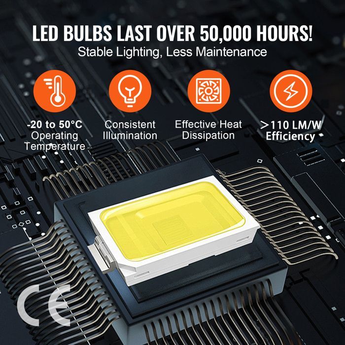 Lámpara LED VEVOR para garaje/taller, luz blanca fría, 88000 lm, 6500 K - ideal para sótanos, almacenes y talleres de detallado de automóviles.