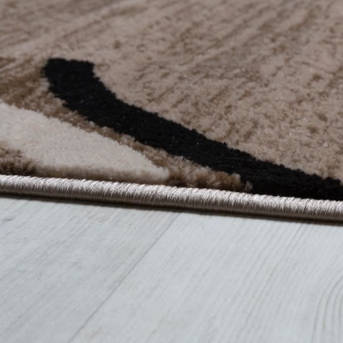 Tapis de Salon Moderne Avec Bordure Tapis De Marque Moucheté Marron Noir Beige [60x100 cm]