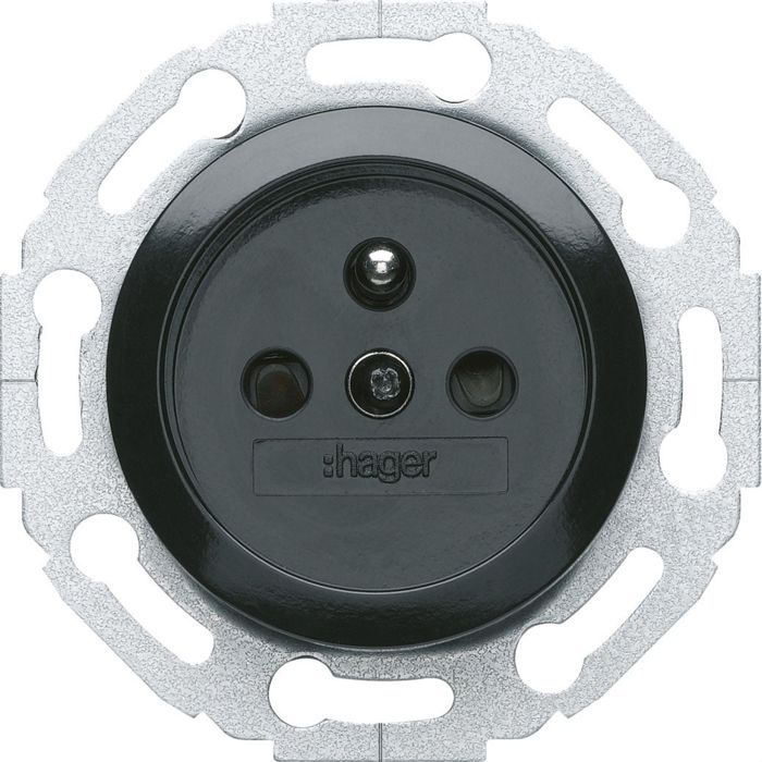 Presa elettrica - HAGER - WMV100N - 2P+E - Nero trasparente - Rettangolare