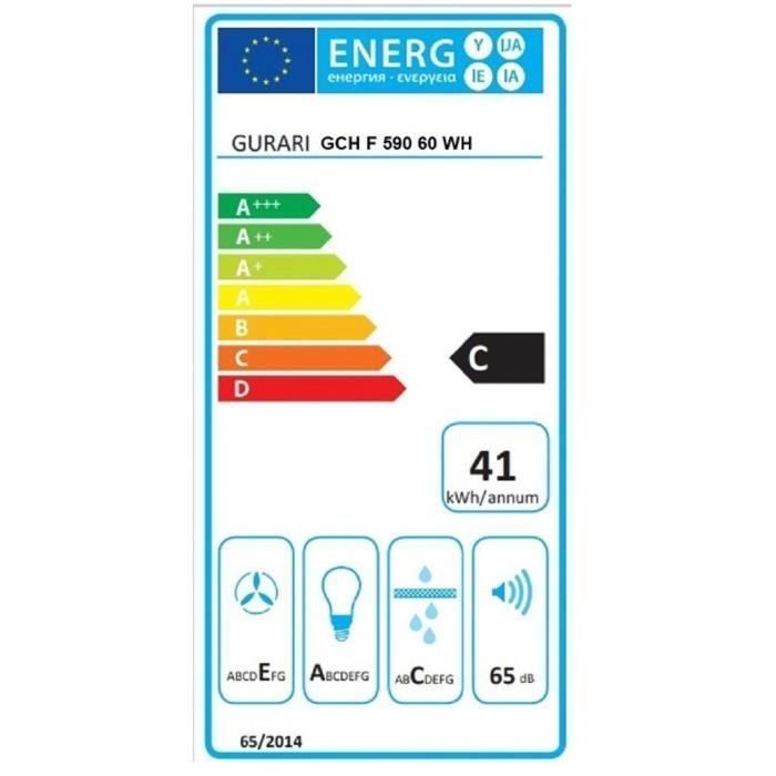 Einbau-Dunstabzugshaube – GURARI – GCH F 590 60 WH – 60 cm – 250 m³/h – LED