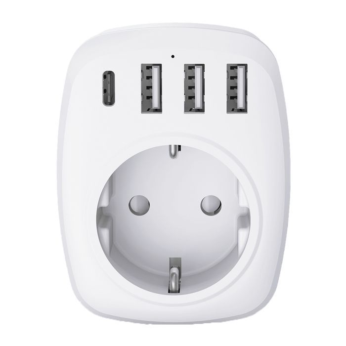 Adaptateur voyage UE/UK - 4 ports USB - Blanc - Voltman