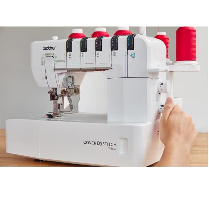 Máquina de recubrir BROTHER CV3550 - 5, 4, 3 y 2 hilos - Brazo libre - Amplia área de trabajo