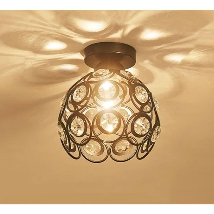 UNI Plafonnier à LED Moderne Lampe Plafond Noir Cage en Cristal Lampe de Plafond Salon Salle de Bain Chambre ( Noir 20cm)
