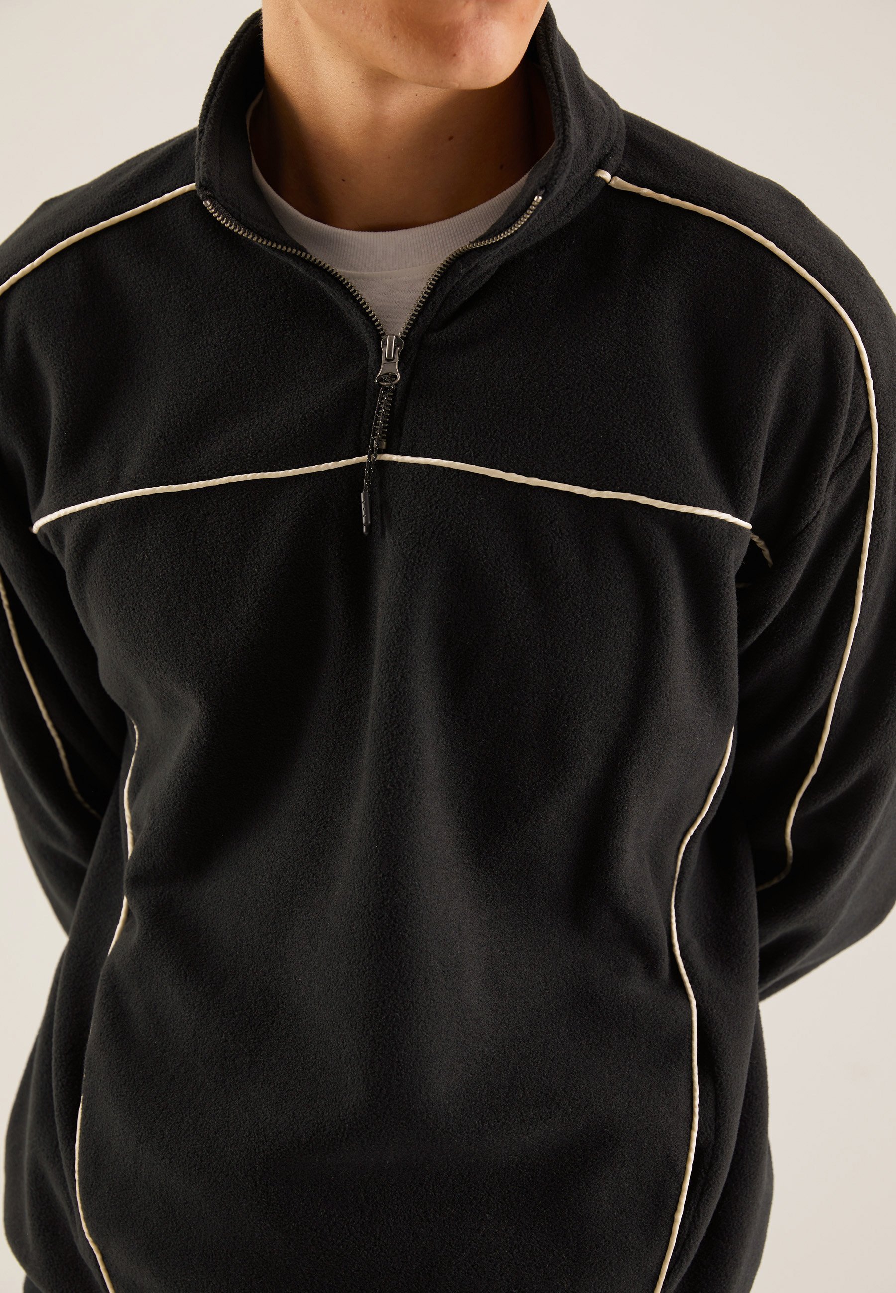 Pier One fleece trui - zwart