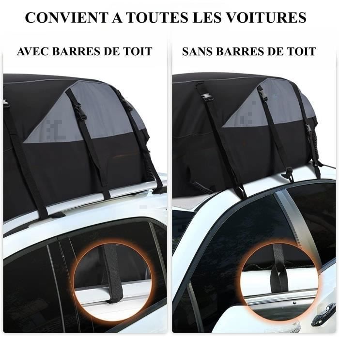 Sac de Toit Voiture - TOOLUCK - 580L - 1000D Tissu d'Oxford et PVC - Coffre De Toit Souple pour Voyage Résistant Aux Intempéries