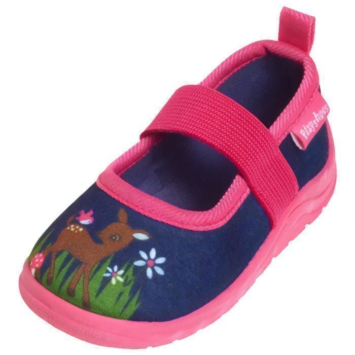 Pantofole per neonati - PLAYSHOES - Cervo - Blu navy/rosa - Tomaia in tessuto - Suola antiscivolo