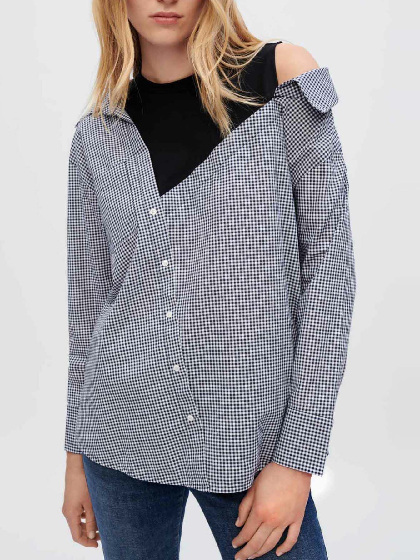 Trompe l'oeil blouse - Marine / Ecru