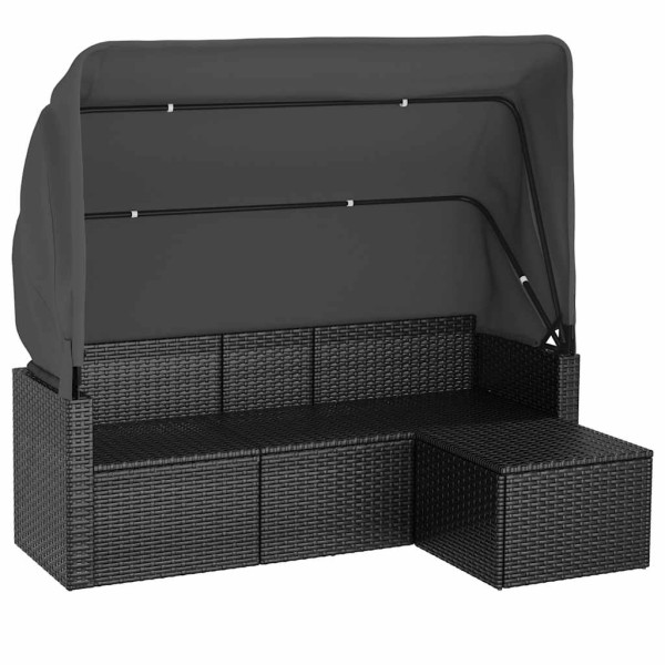 Sofa ogrodowa 3-osobowa Czarny Technorattan vidaXL