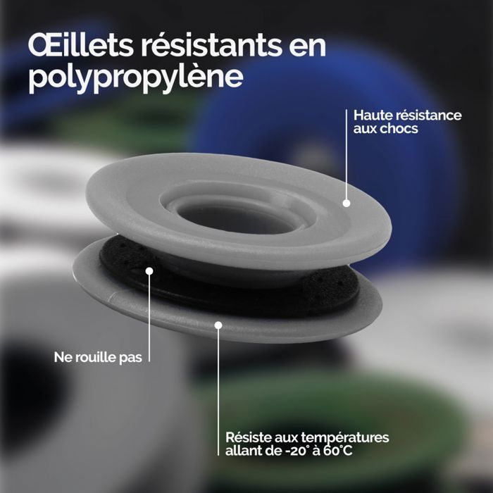 Lot de 10 oeillets à clipser pour bâche à bulles ou autres types de bâches  - Gris - Linxor