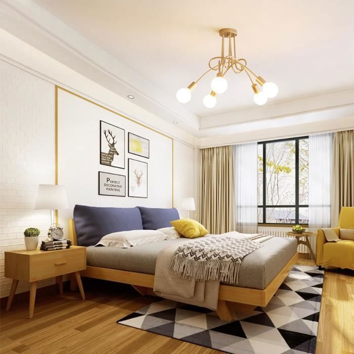 Vintage-LED-Industrie-Deckenleuchte in Gold mit 5 Leuchtenköpfen für Küche und Wohnzimmer