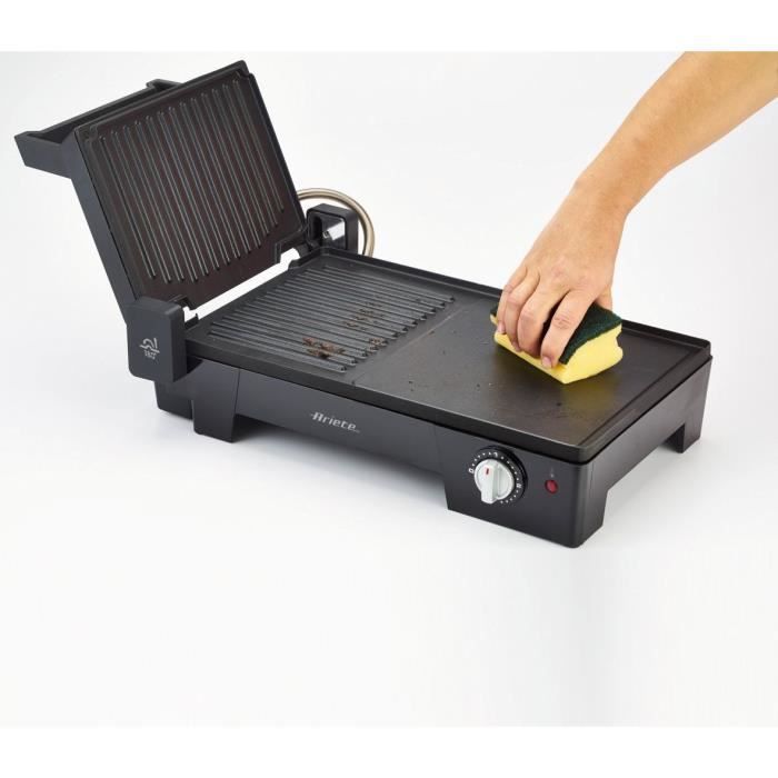 Plancha électrique 3 en 1 - ARIETE 1916 - 2400 W - Plaque 60 x 25 cm - Noir