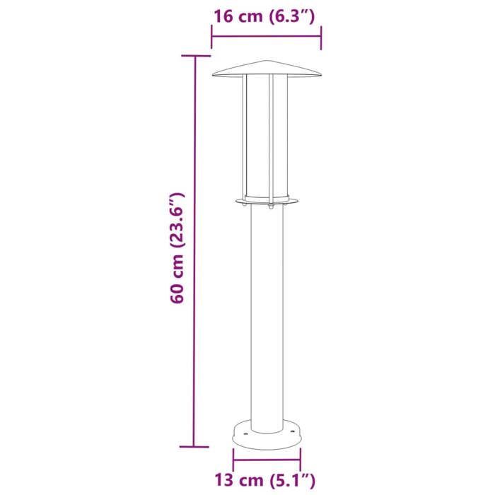 vidaXL Lampade da terra per esterni, 3 pezzi, argento, 60 cm, acciaio inox, illuminazione da terra per esterni, Illuminazione da terra 4006350
