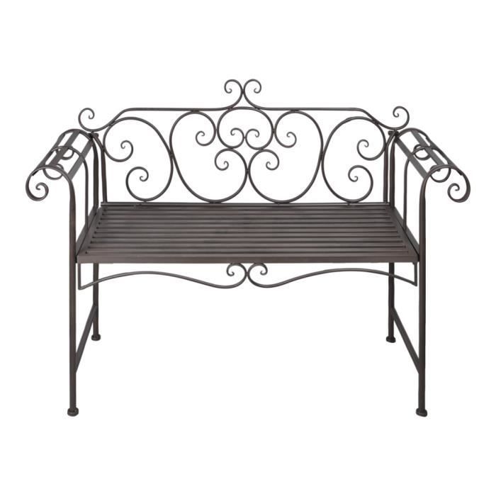 Banco de jardim de metal de 132 cm - VIDAXL - Marrom antigo - Voluta - Para exterior