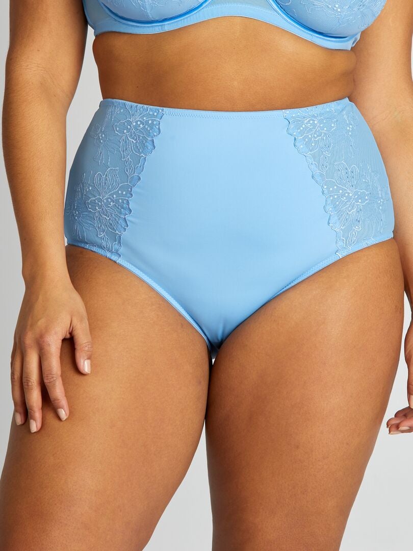 Effen slip met borduursel - BLAUW