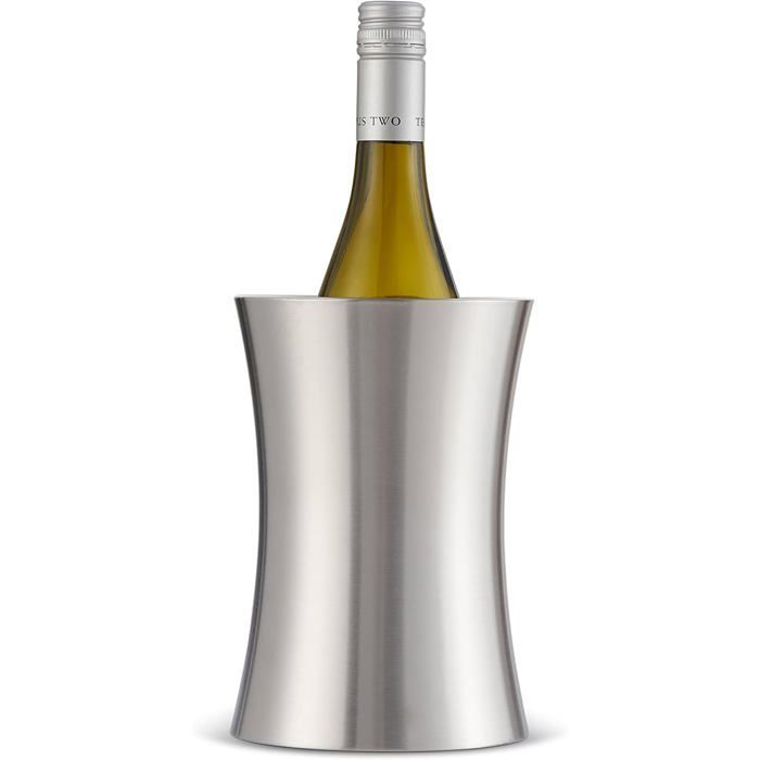 Seau rafraîchisseur à vin haut de gamme - Refroidisseur de bouteilles de vin à double paroi en acier inoxydable - 19 cm x 10 cm