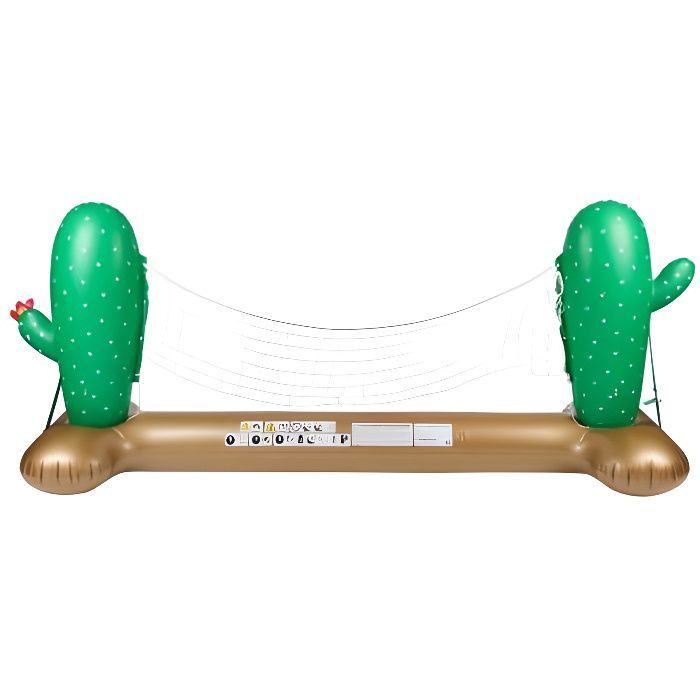 Inflatable and Floating Volleyball Net for Pool & Beach - Cactus Design - 274x165x37 cm