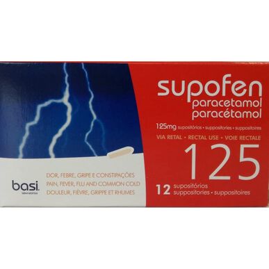 Supofen Supofen žvakutės Paracetamolis 125 mg 12 žvakučių 12 žvakučių