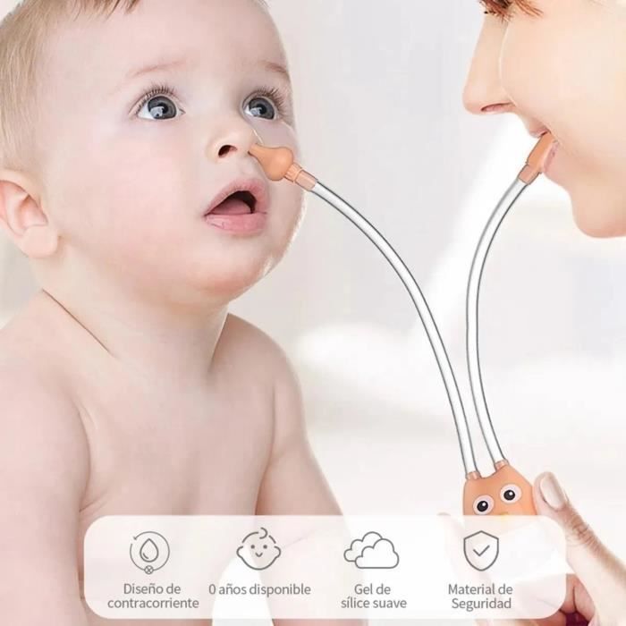 Aspirador Nasal Manual Omabeta para Bebês, Aspirador Nasal Manual em Formato de Bebê, Kit de Cuidados para Bebês, Design de Coruja, Azul