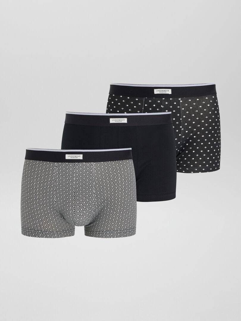 Conjunto de 3 bóxers elásticos - NEGRO